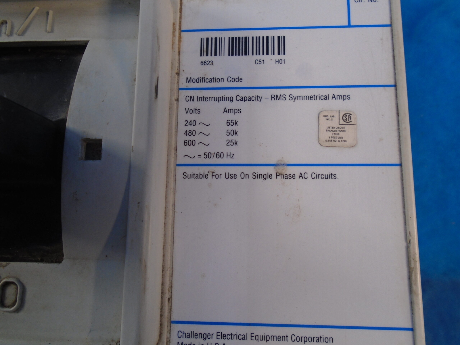 NOS Cutler-Hammer CHALLENGER Circuit Breaker 1200A 600V CN312T33W TRIP UNIT 12NE