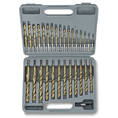 Quick-Change 1/4″ Inch Hex Shank 30-Piece Drill Bit Set from 1/16” to 1/2″