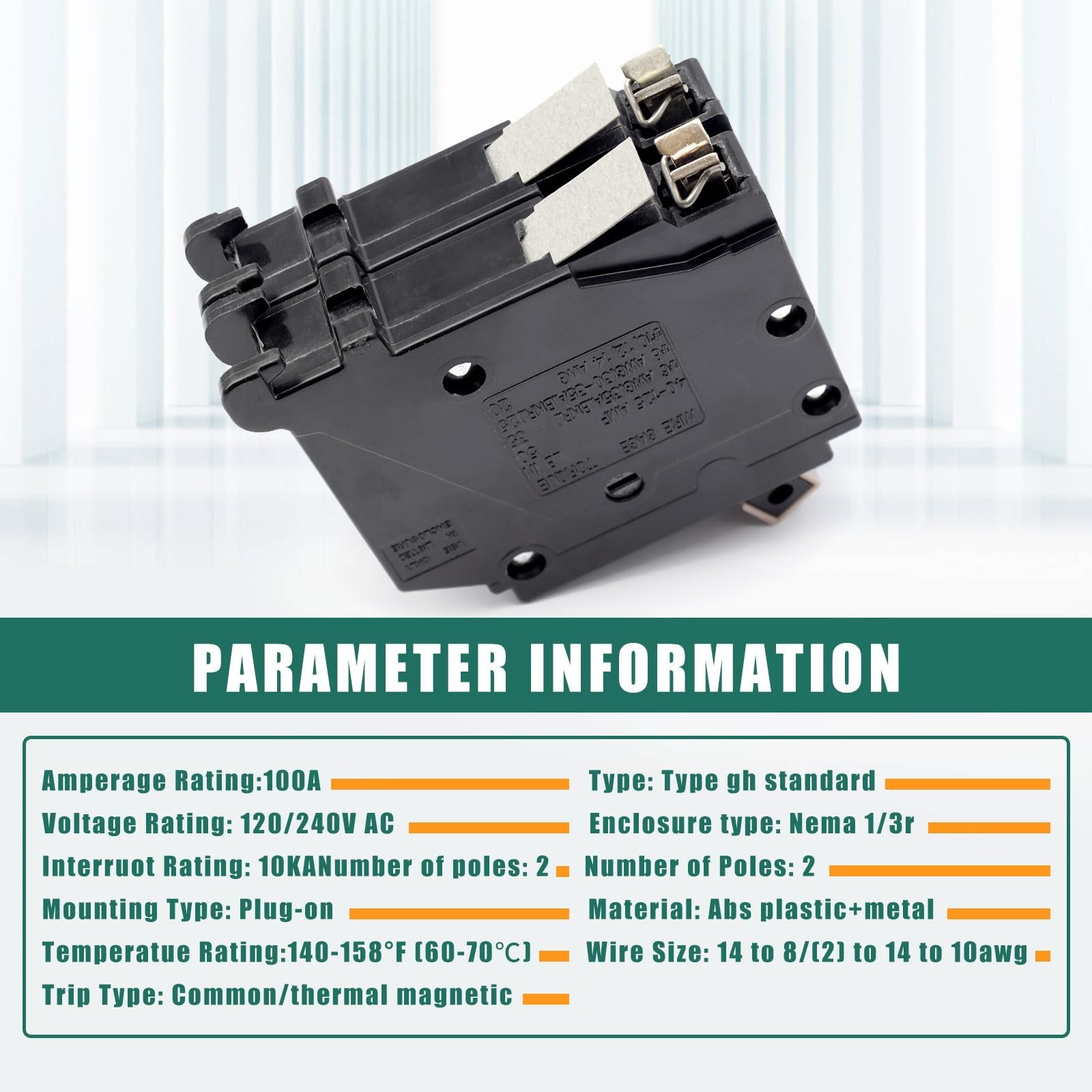 Upgrade 2100 2 Pole 100 Amp Circuit Breaker Replacement for Cutler Hammer Load C