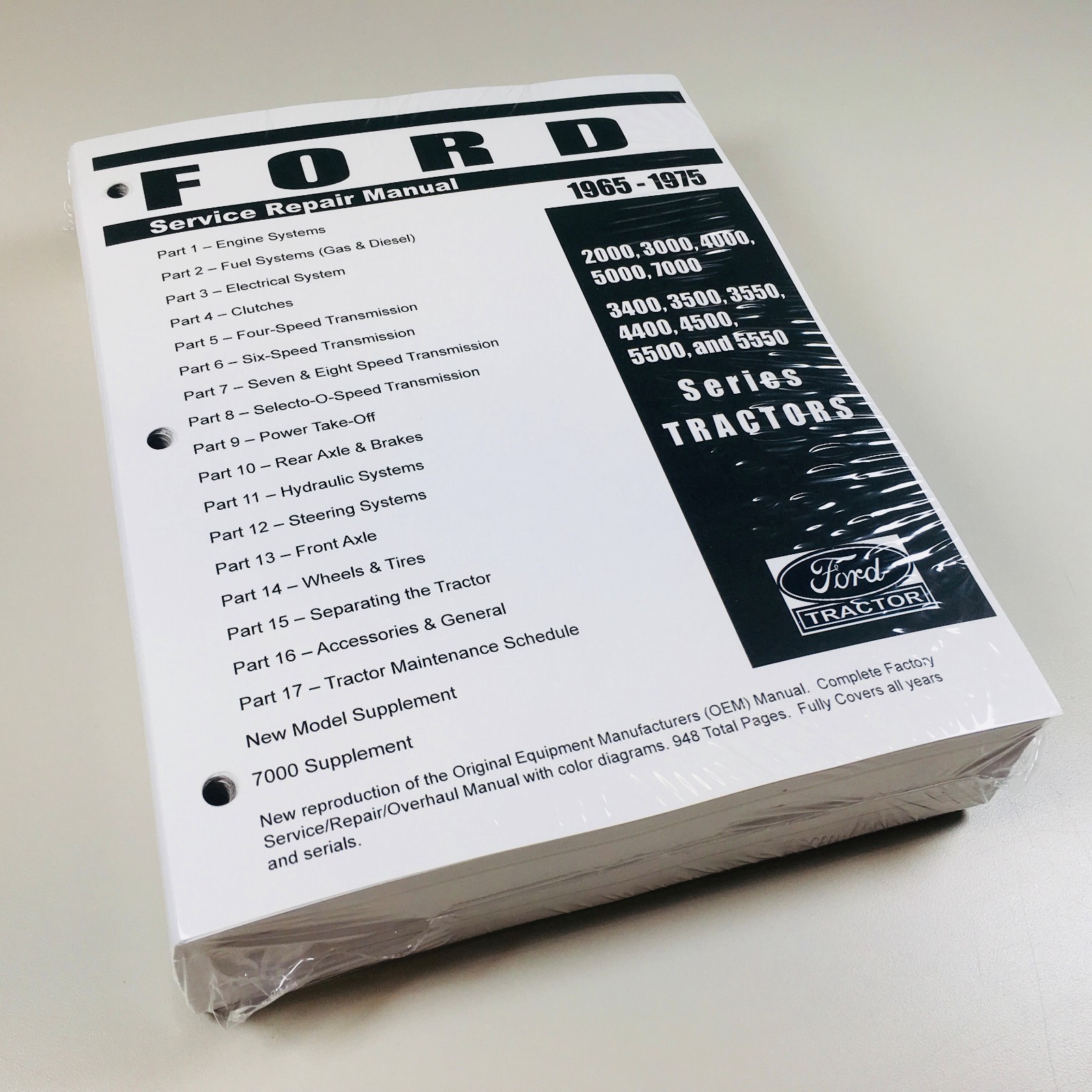Ford 3500 3550 4400 4500 5500 Tractor Service Shop Manual 1965-1975