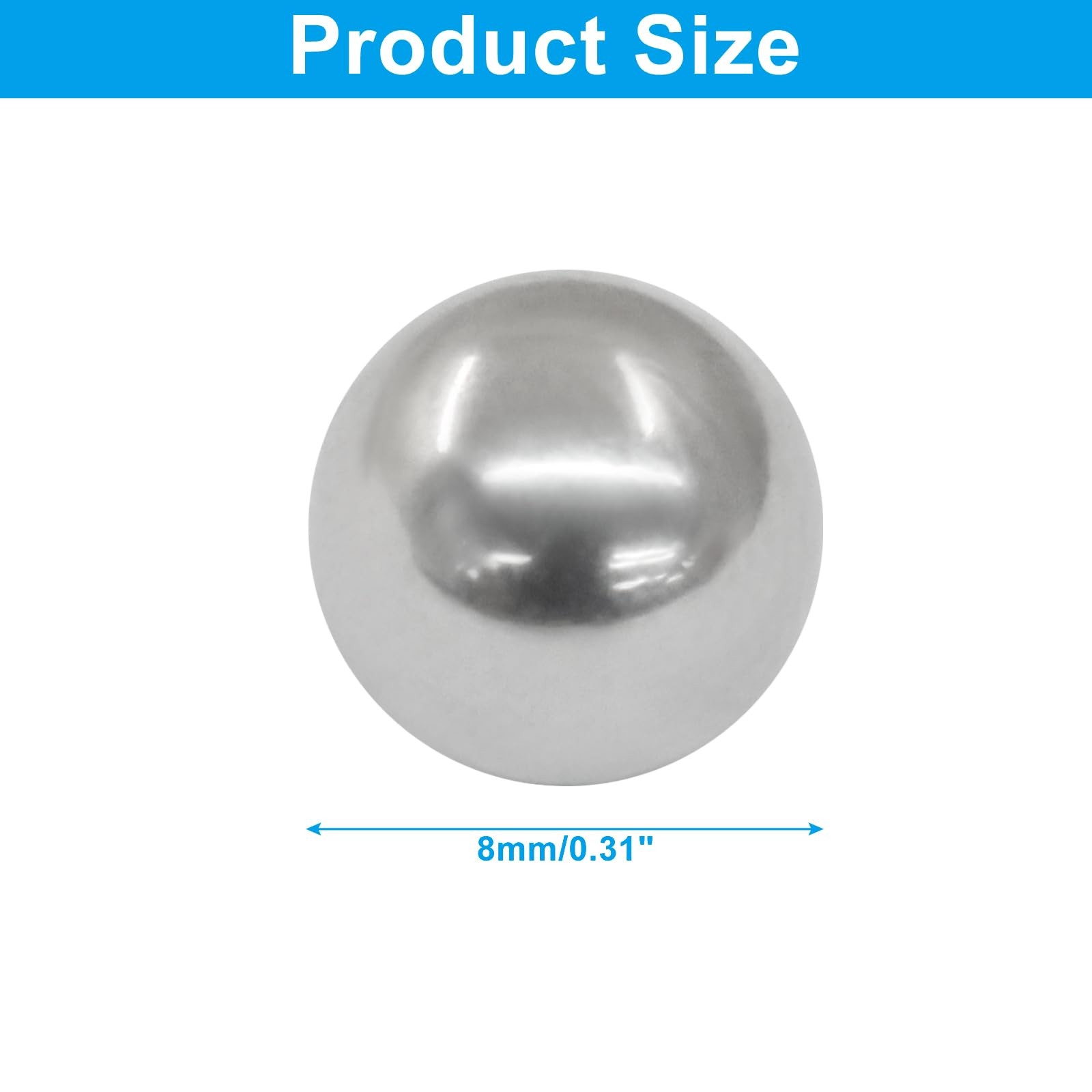 50 PCS 8mm 0.31 Inch 304 Stainless Steel Bearing Balls G200 Precision 28HRC