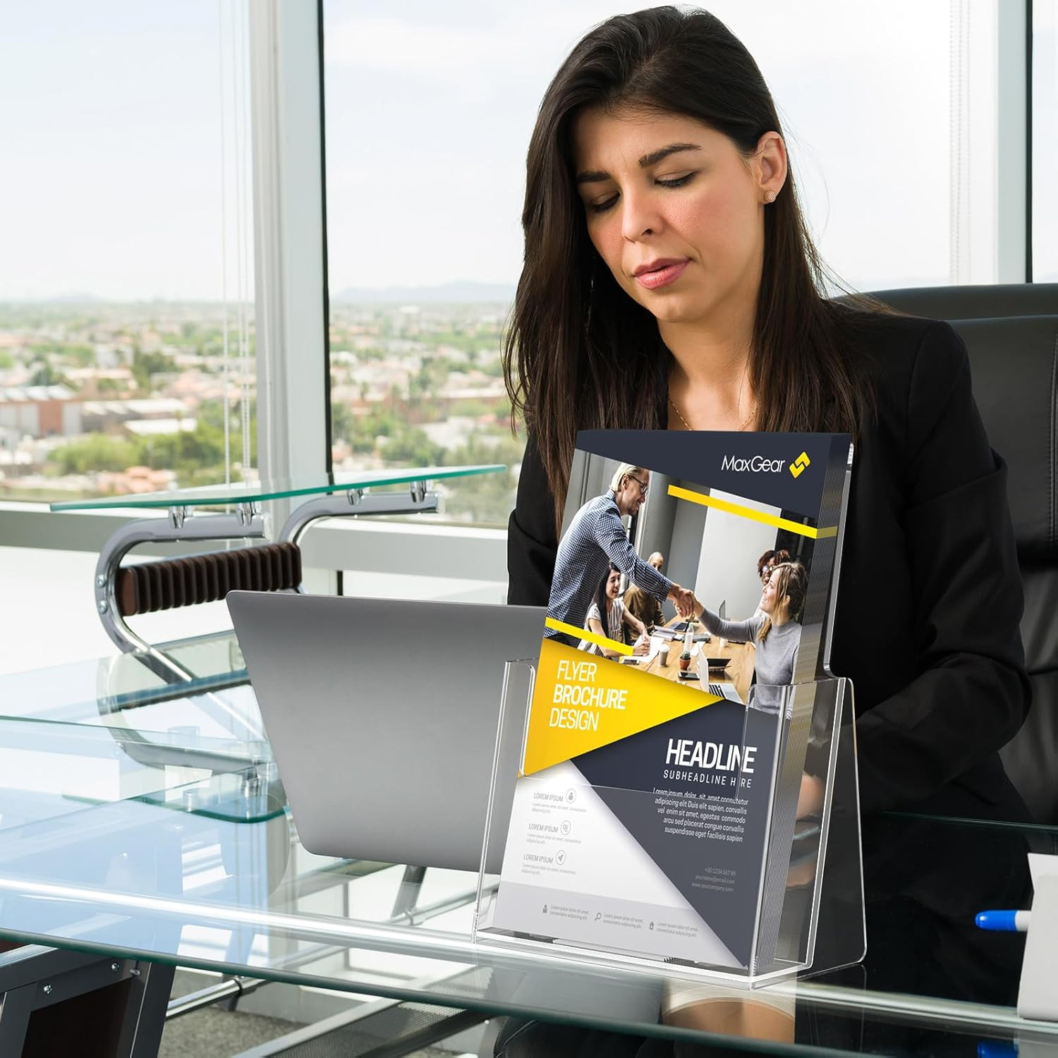 Acrylic Brochure Holder 6 X 9 Inches, Clear Plastic Countertop Literature Holder