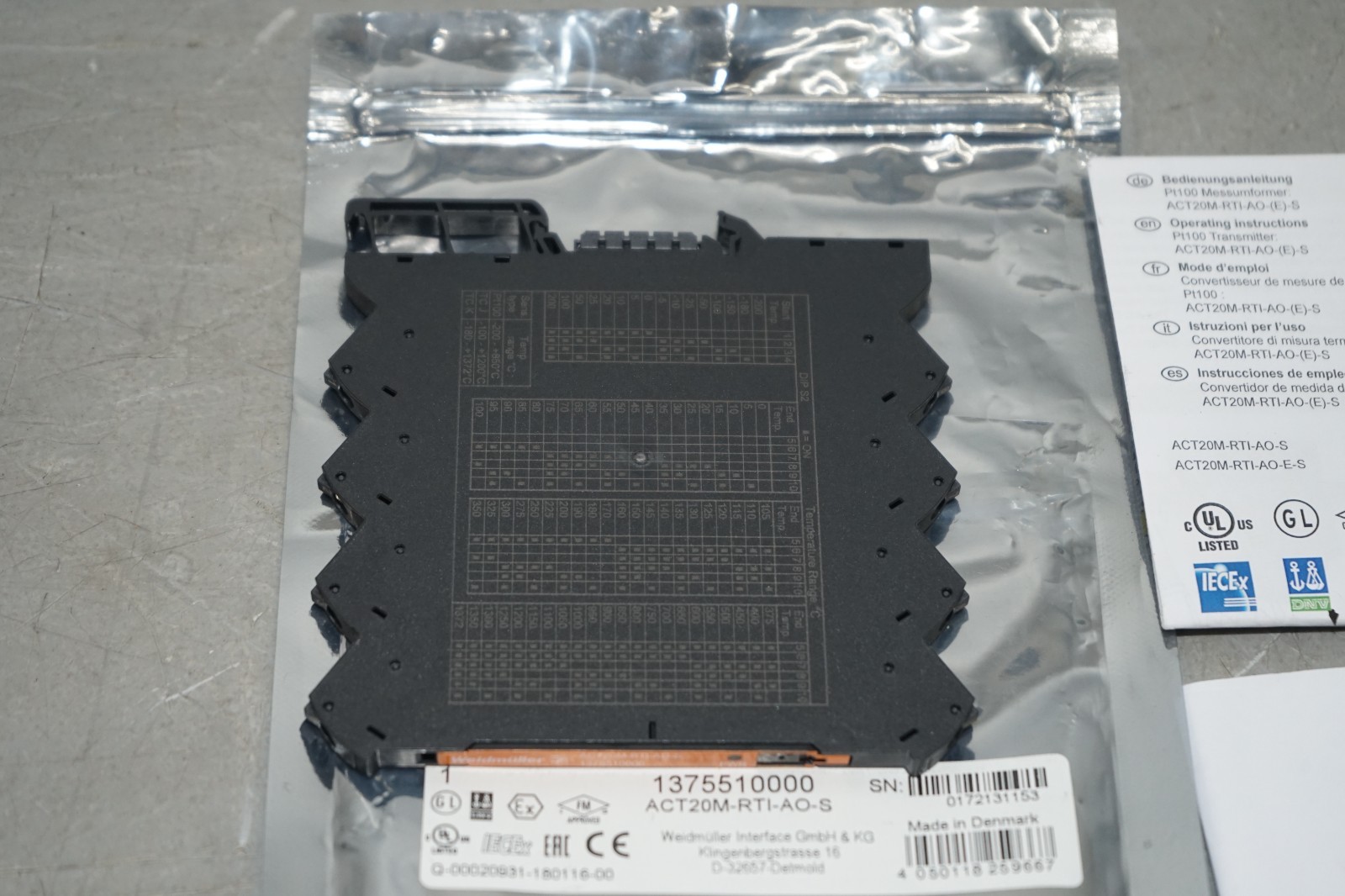 ^ Weidmüller ACT20M-RTI-AO-S Signal Isolator/Transmitter 1375510000 #X5193