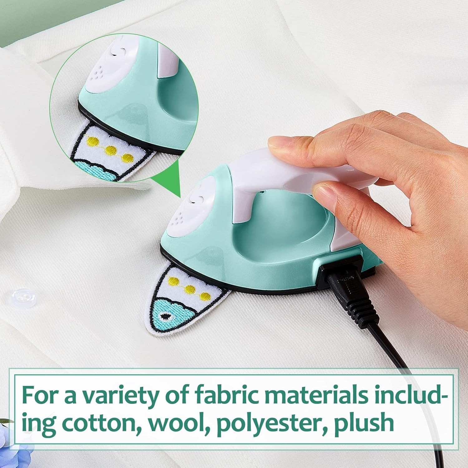 Portable Mini Craft Iron: 3.93×2.36 in Heat Press for DIY Projects – Mint Green