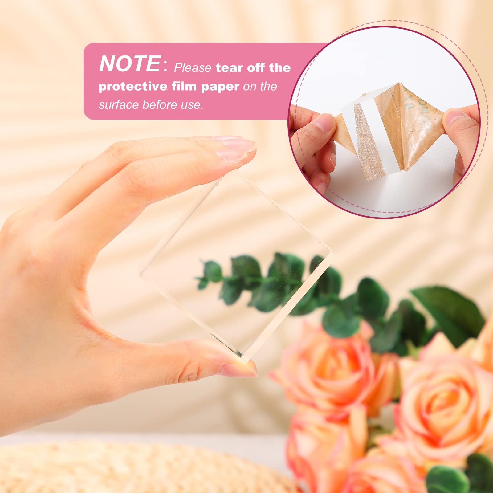 Vicenpal 4 Pieces Acrylic Square Display Block 2 x 1 Inches Clear clear