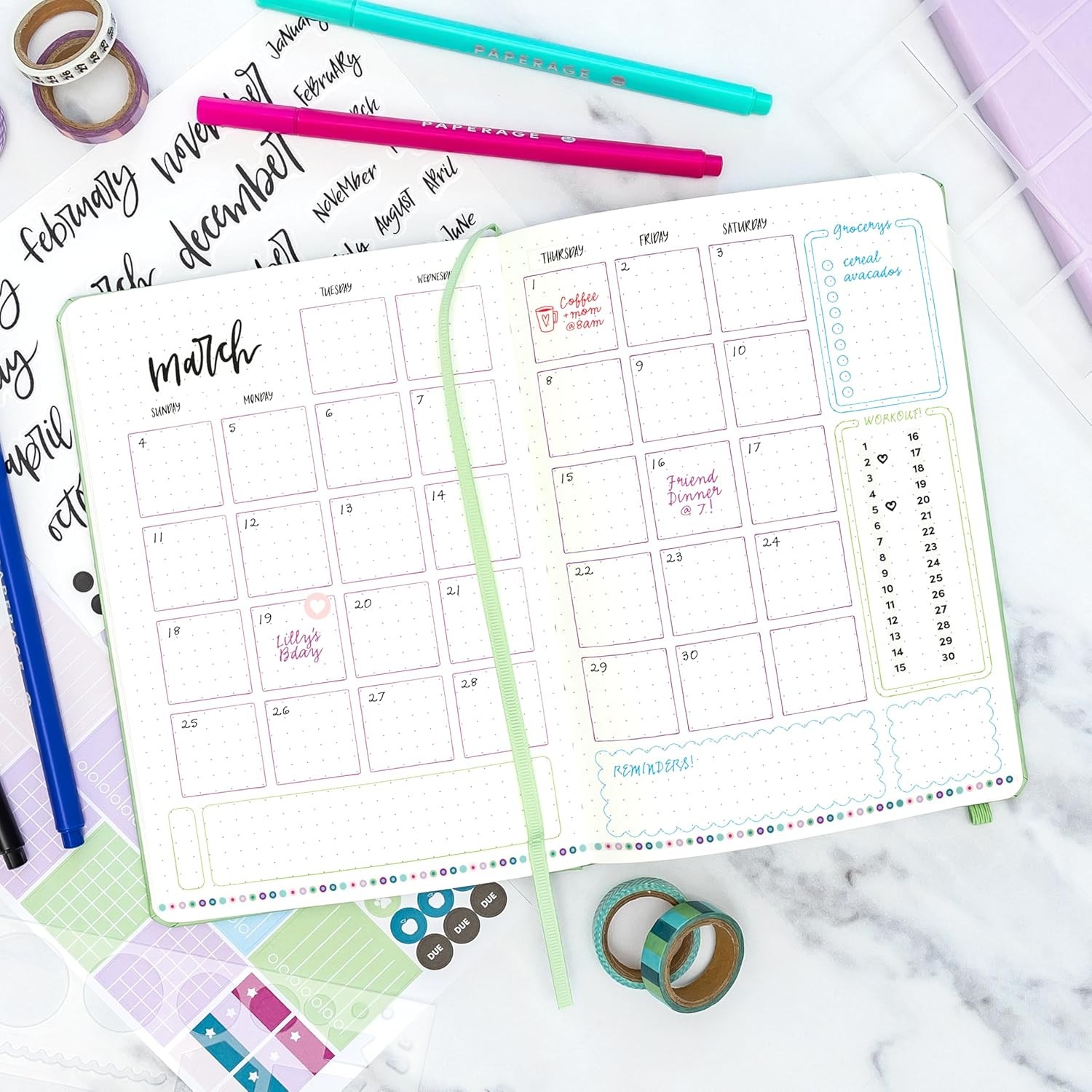 PAPERAGE Dotted Journal Notebook 5.6x8in Hardcover Bullet Planner 160 Pages