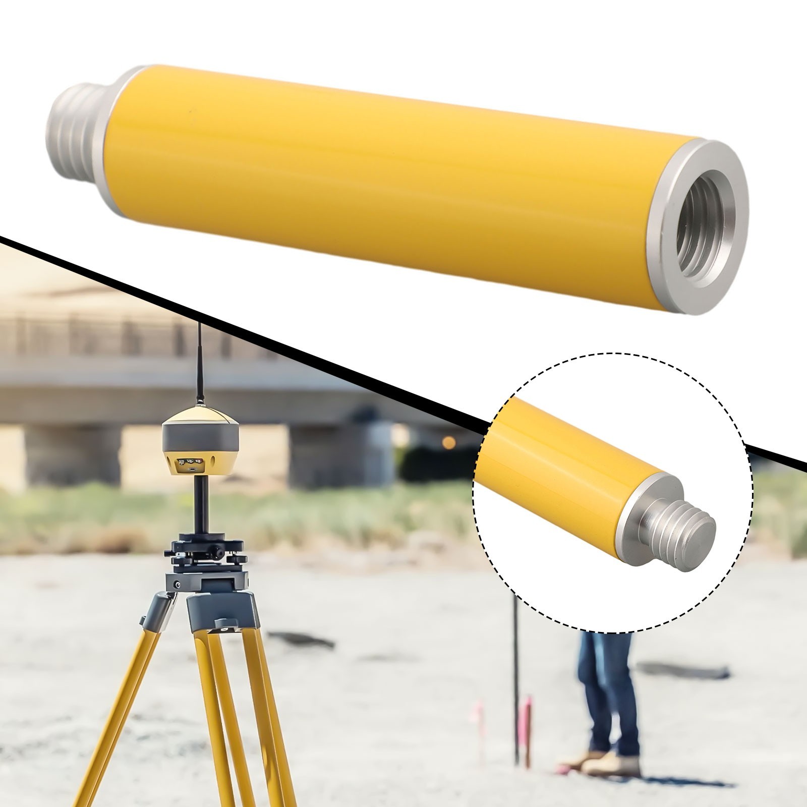 Lightweight GPS GNSS Extension Pole 10cm/20cm/30cm Length 25mm Diameter