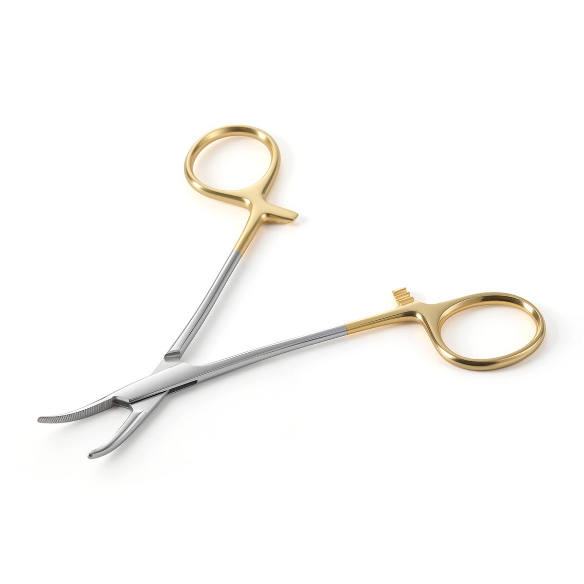 Dental Hemostat Forceps Surgical Instrument Curved / Straight Head Gold Handle