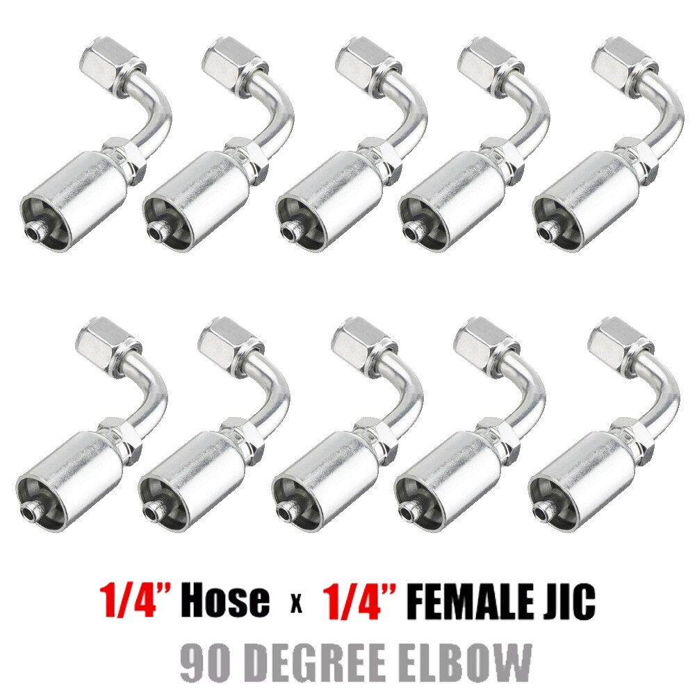 NEW 10 PCS 13943 4-4 PK STYLE HYDRAULIC HOSE FITTINGS 1/4″ FJIC 90 Degree