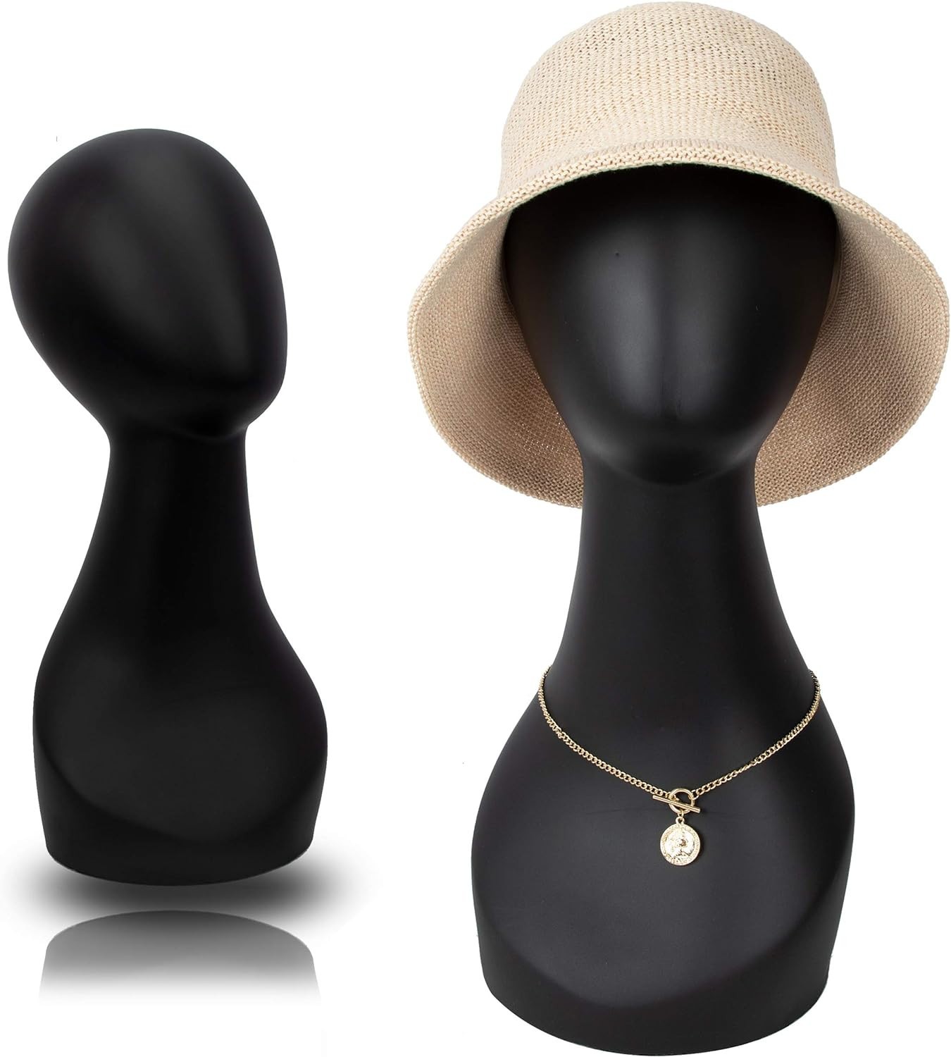 18″ Black Abstract minimalist Mannequin Head shoulder Wig Display Bust Stand
