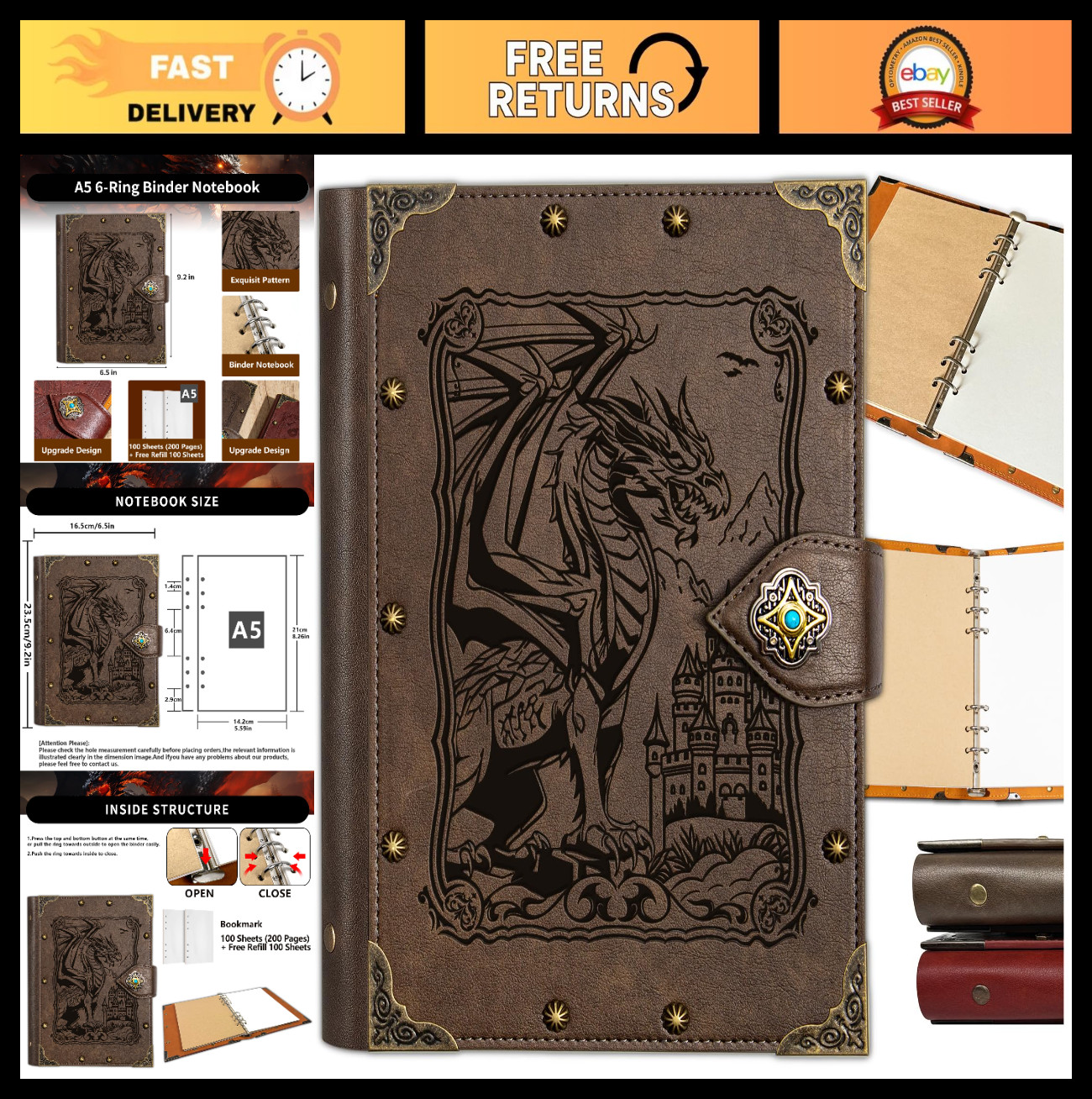 Vintage Dragon DND Journal – 400 Pages A5 Binder for Dungeons & Dragons Accessor