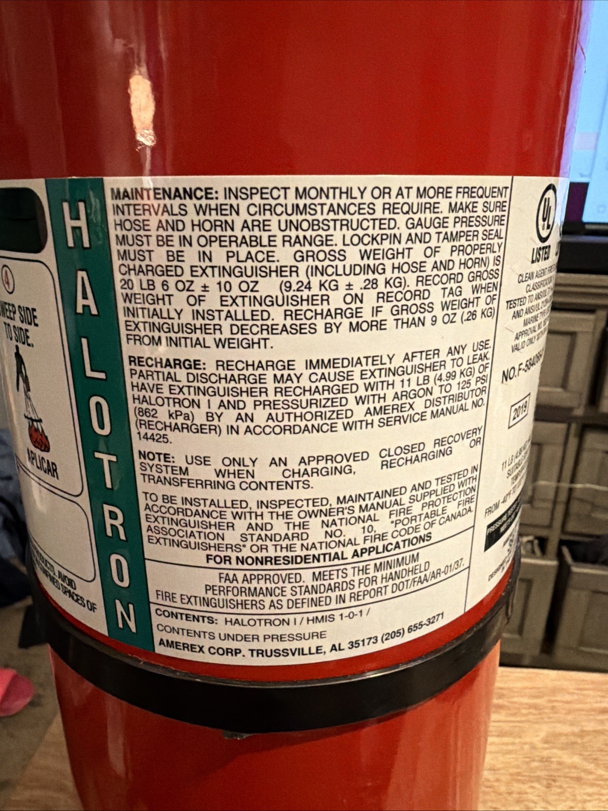 Clean Agent Fire Extinguisher – Large 11 lb. Halotron – Excellent Condition!