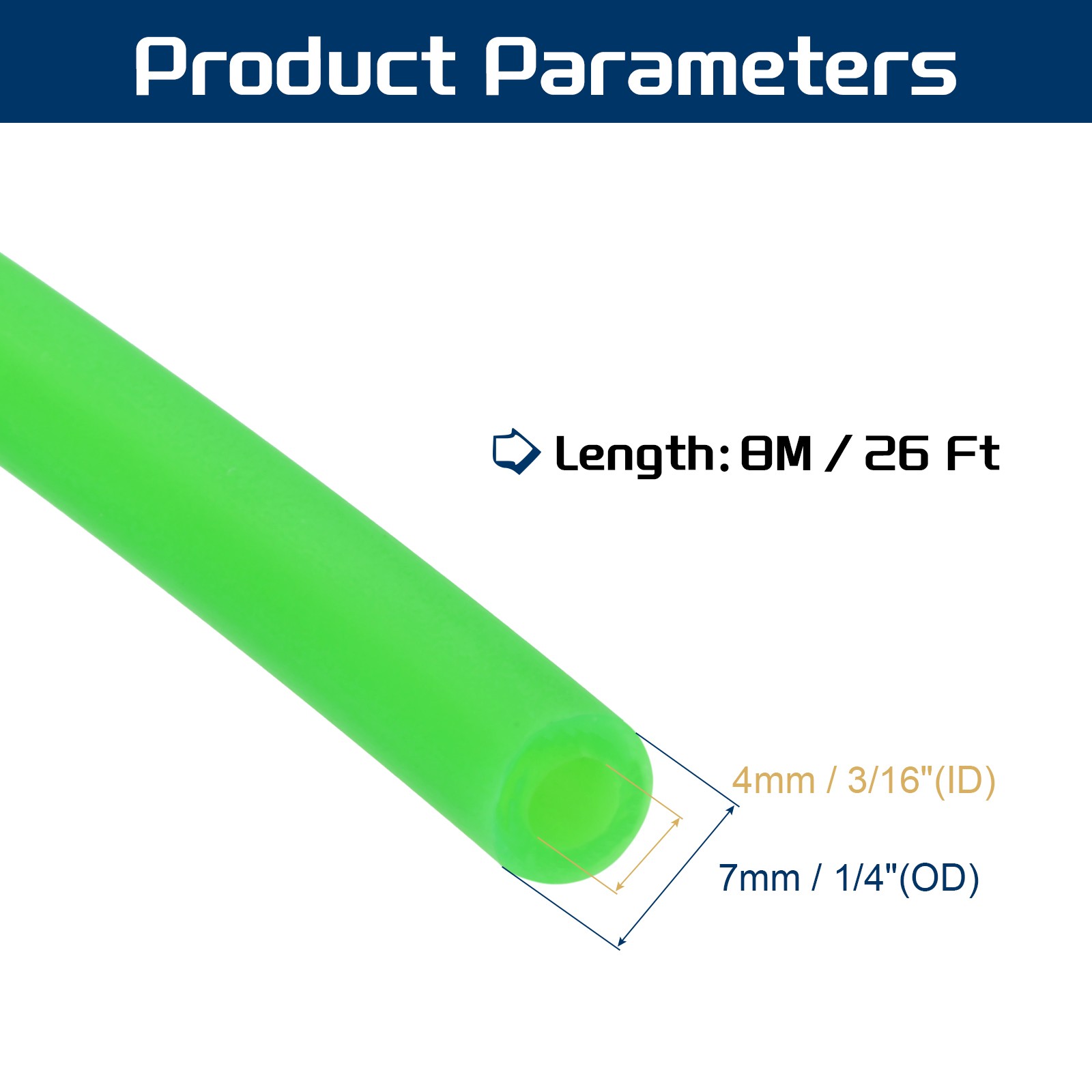 26 Ft 8M Latex Rubber Tubing 3/16″(4mm) ID 1/4″(7mm) OD Fluorescent Green