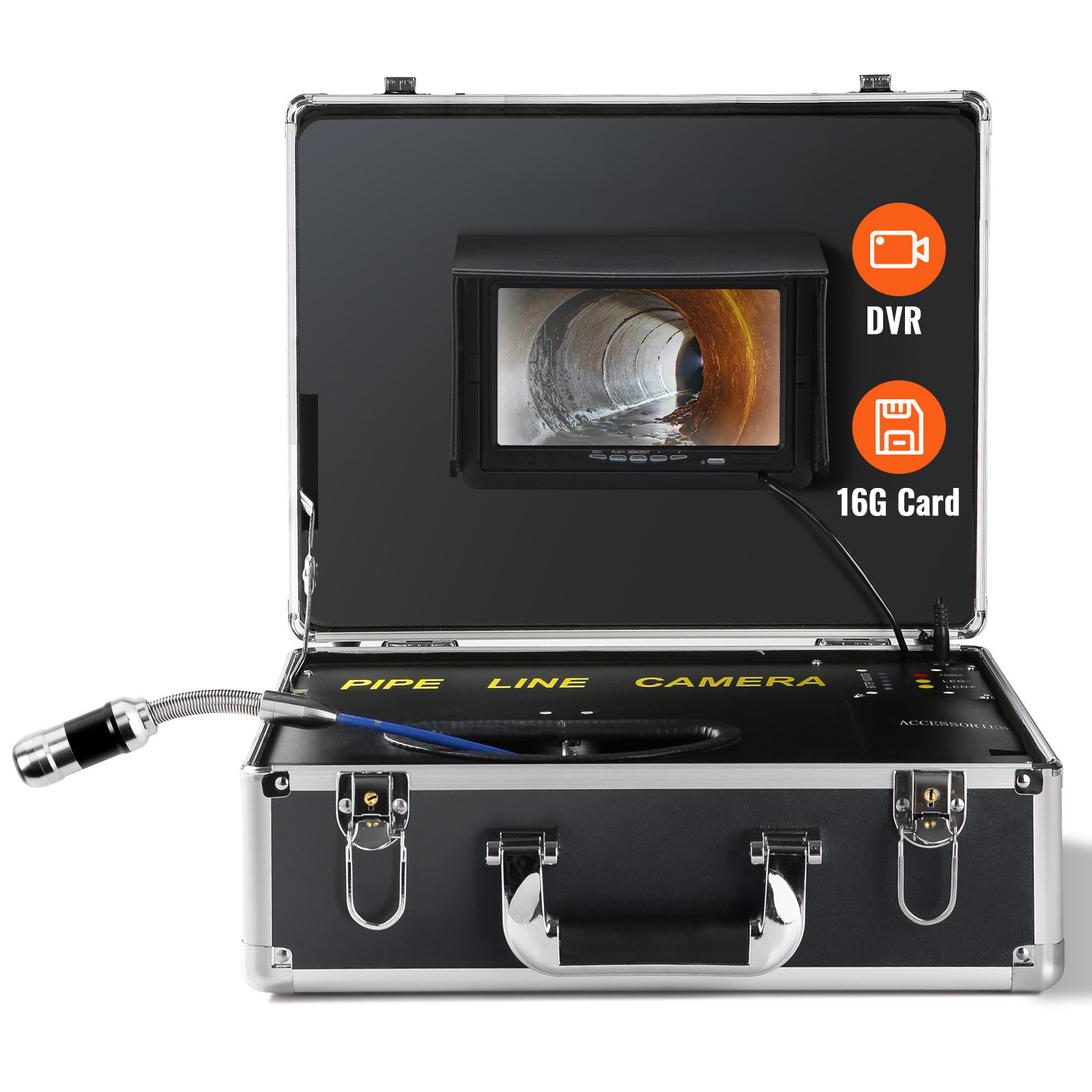 VEVOR 50m/165ft Sewer Camera Pipe Inspection Drain Camera 7 inch Screen