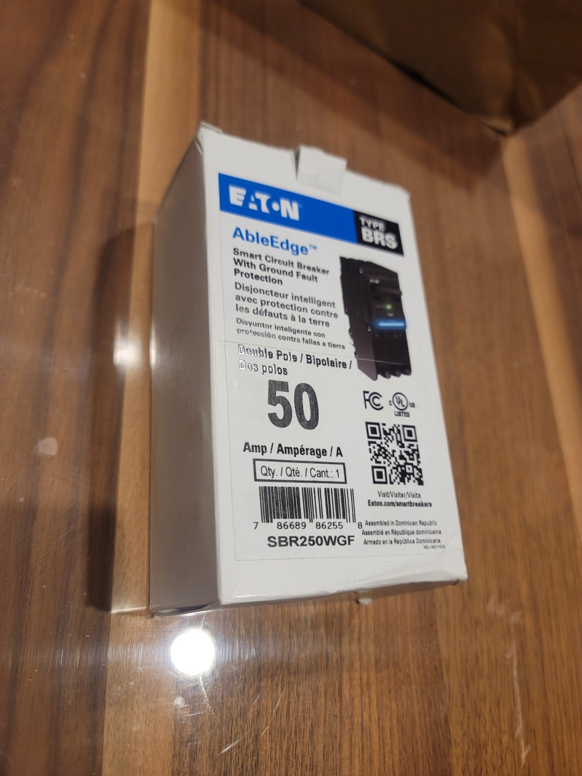 Eaton SBR250WGF Breaker, Smart, Ableedge, Br, 2P Gfi 50A, 120/240Vac
