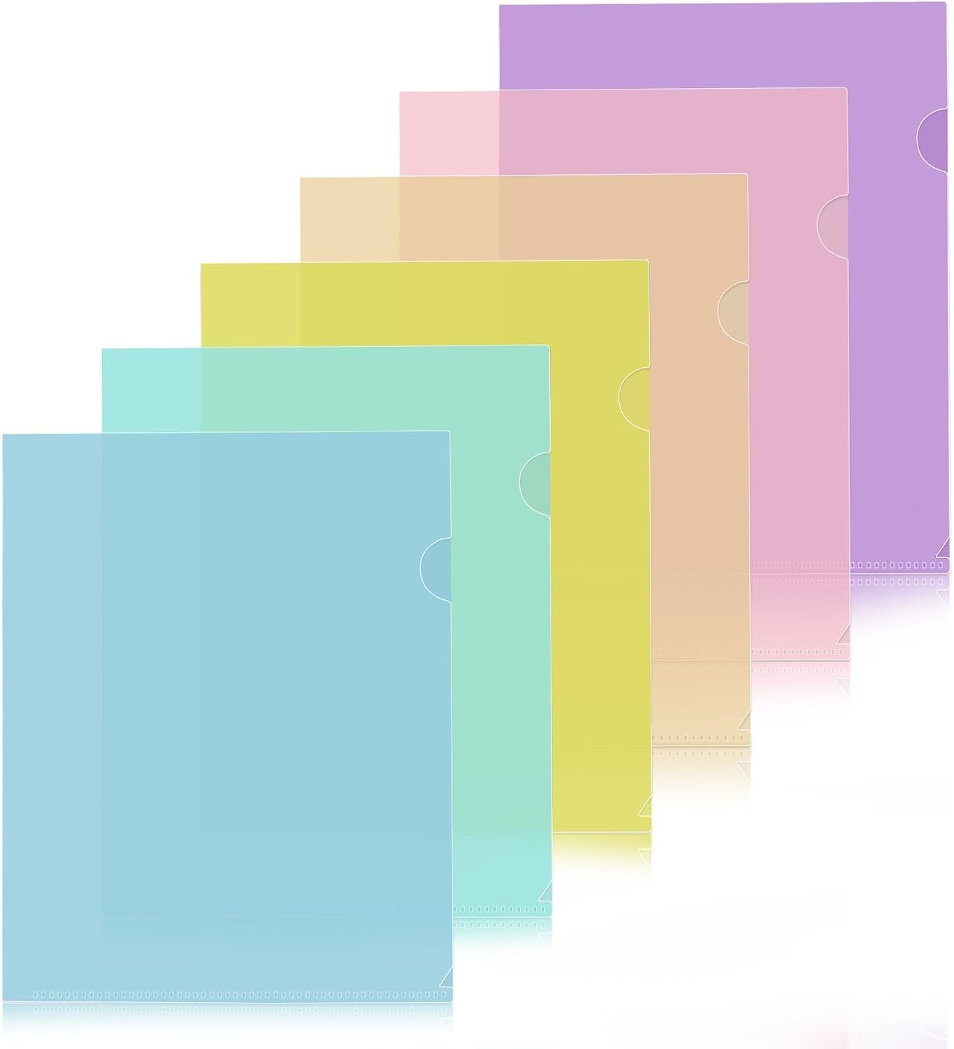 6 Pack Plastic File Folders, Letter Size Clear Project Sleeves for 8.5 x 11