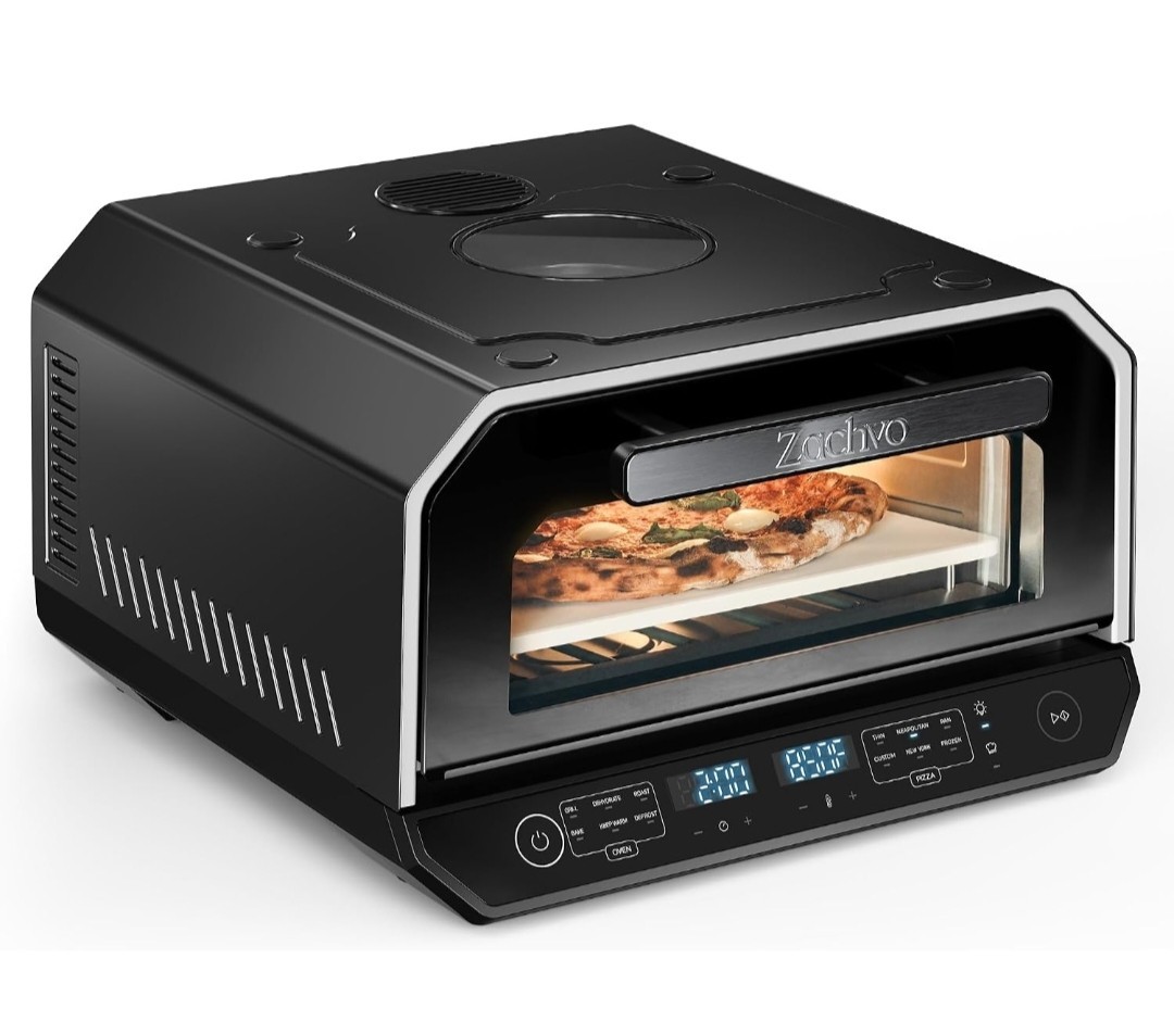 13-in-1 Countertop Pizza Oven, 12″ 850°F, 6 Presets, Black.