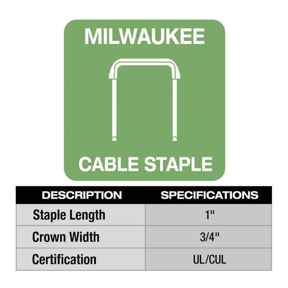 1 In. Insulated Cable Staples for M12 Cable Stapler (600 per Box)
