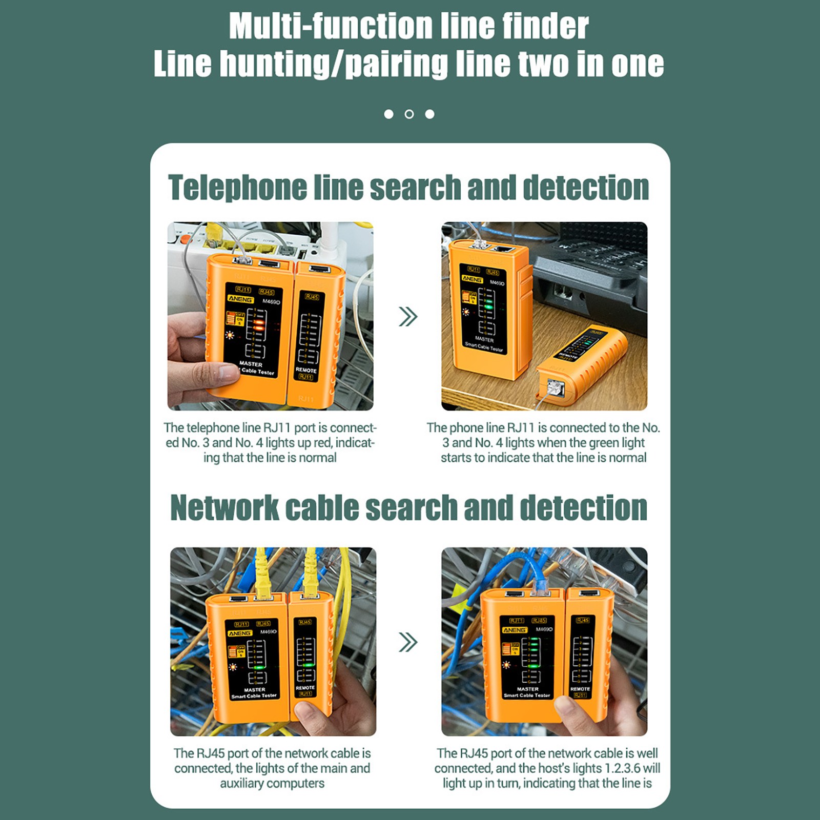Networks Cable Tester Ethernet RJ45 RJ11 LAN Wire Telephone Cable Testing Tool t