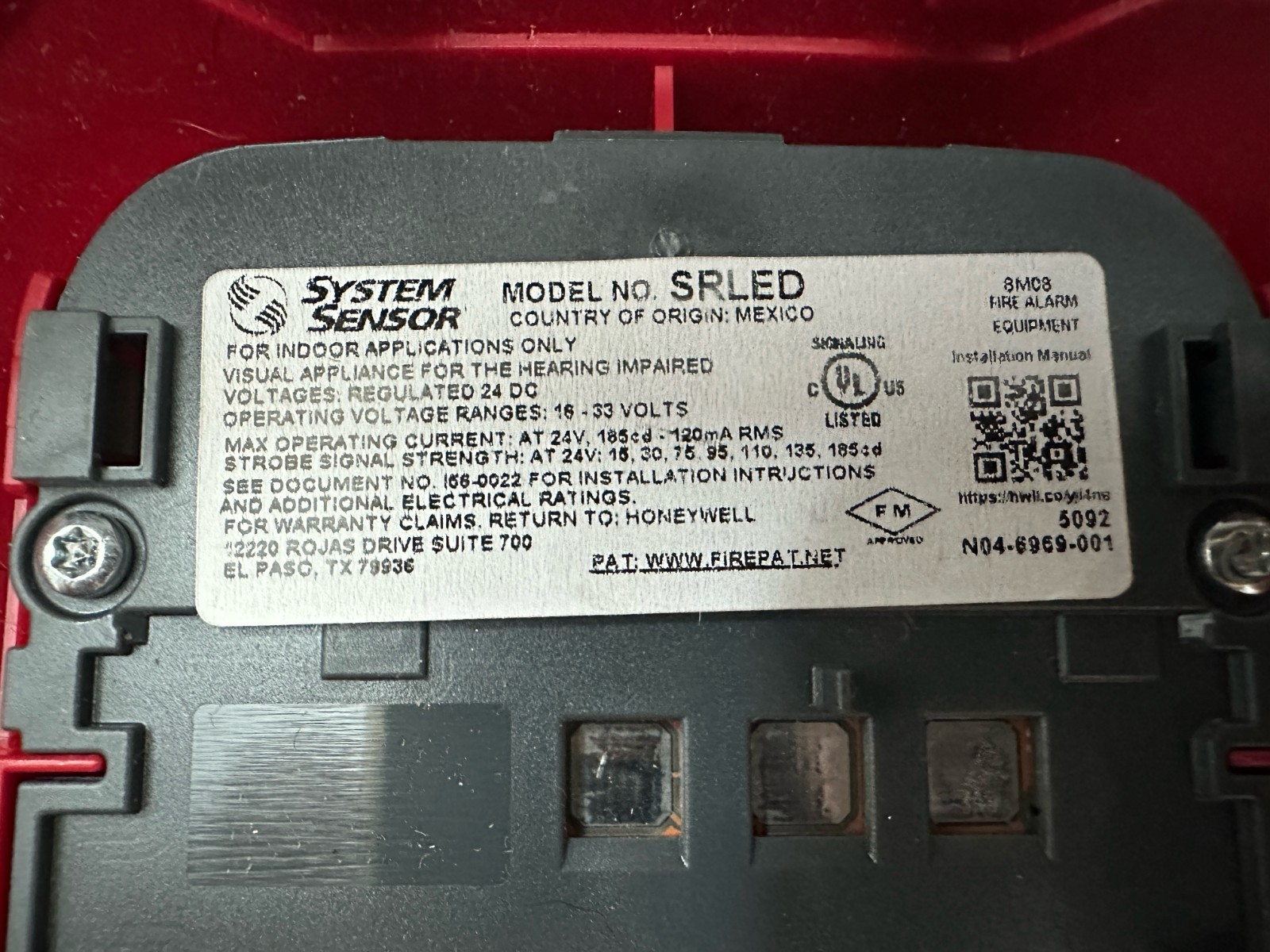 New System Sensor SRLED Fire Alarm Strobe Wall Red FREE SHIPPING !!!