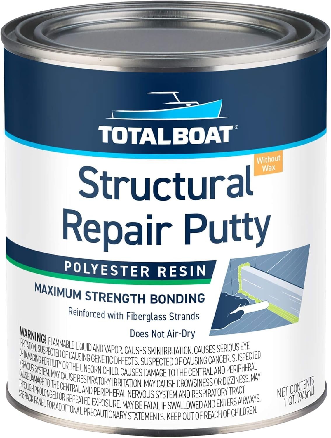 Versatile Fiber Reinforced Putty – 32oz for Marine, Auto, and Home Repair Needs