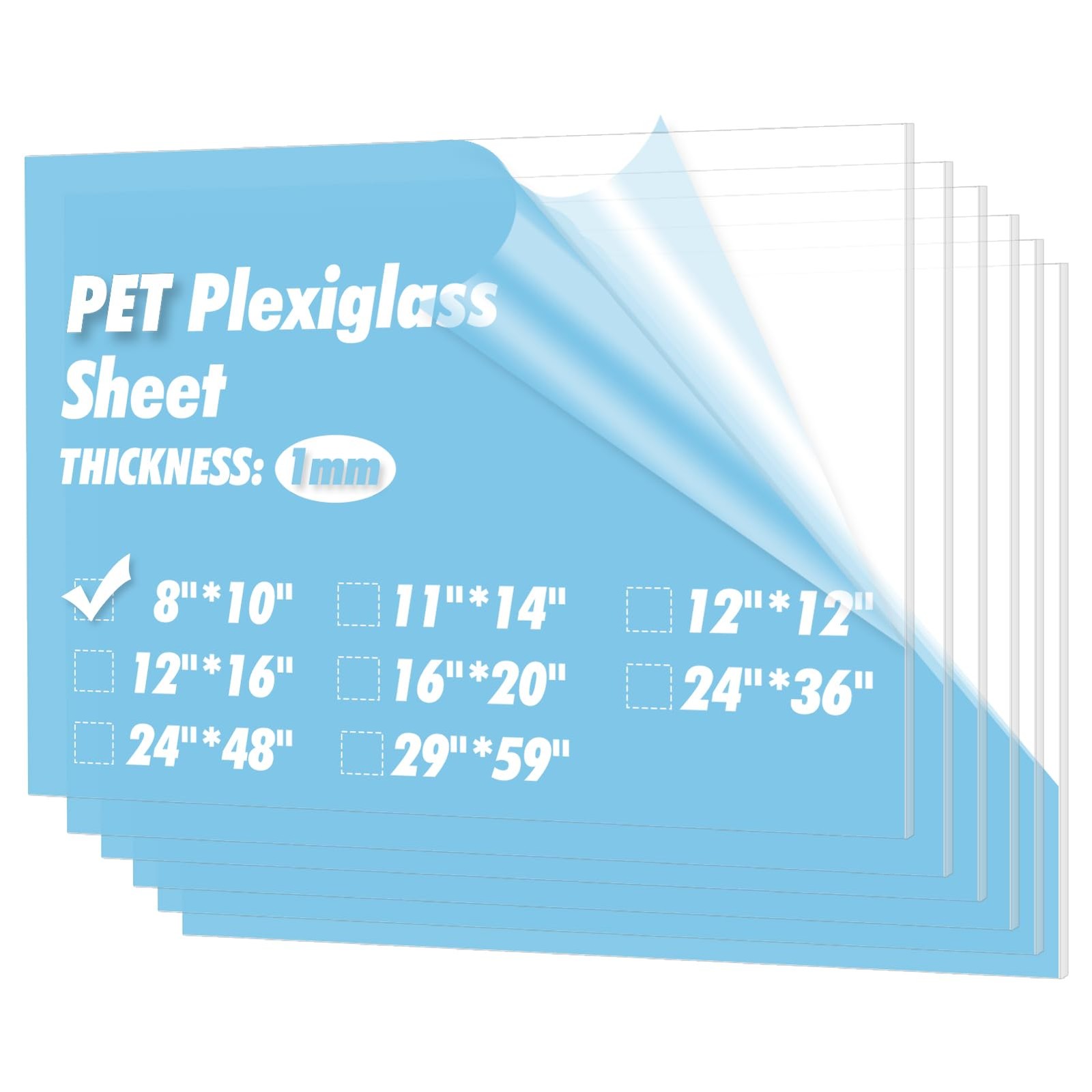 5Pack of 8×10″ PET/Plexiglass Sheets, Transparent Clear Flexible Plastic Shee…