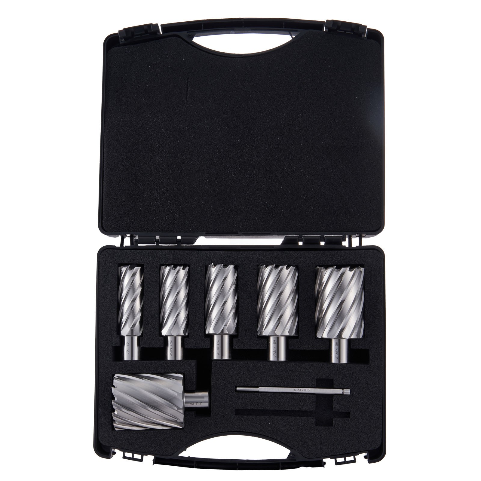 VEVOR Annular Cutter Set HSS Magnetic Drill Bits 6 PCS Weldon Shank 2″ Depth
