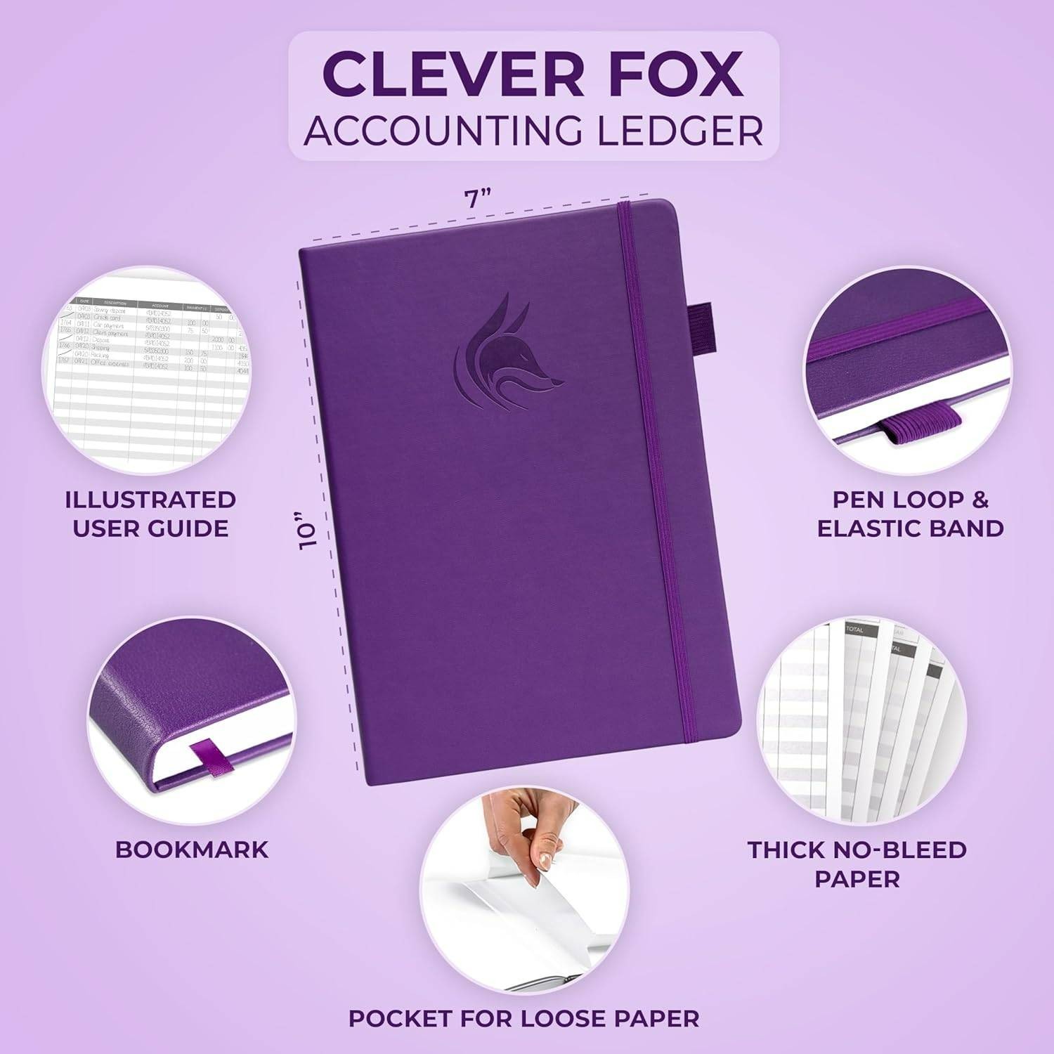 Clever Fox Accounting Ledger Book Purple Accounting Book