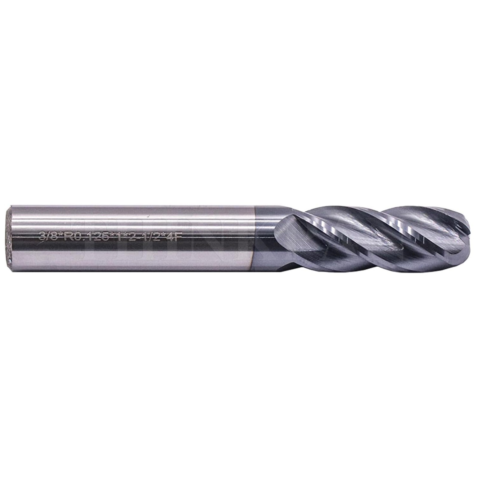 4 Flute Carbide 3/8″ x 1″ x 2-1/2″ End Mill – .125″ Corner Radius – AlTiN Coated