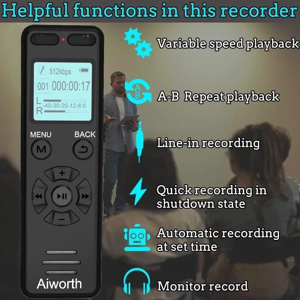 Audio Recorder Device – 1536Kbps – 128GB Memory Card Support