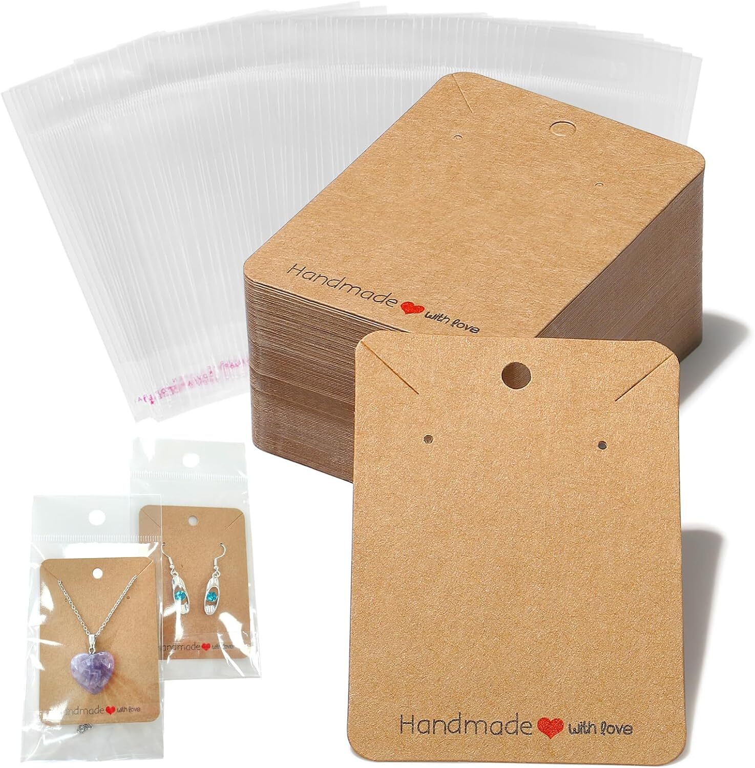 MAIBAOTA Earring Cards, 100 Pcs 1 Count (Pack of 100), 02 Brown/100 pcs