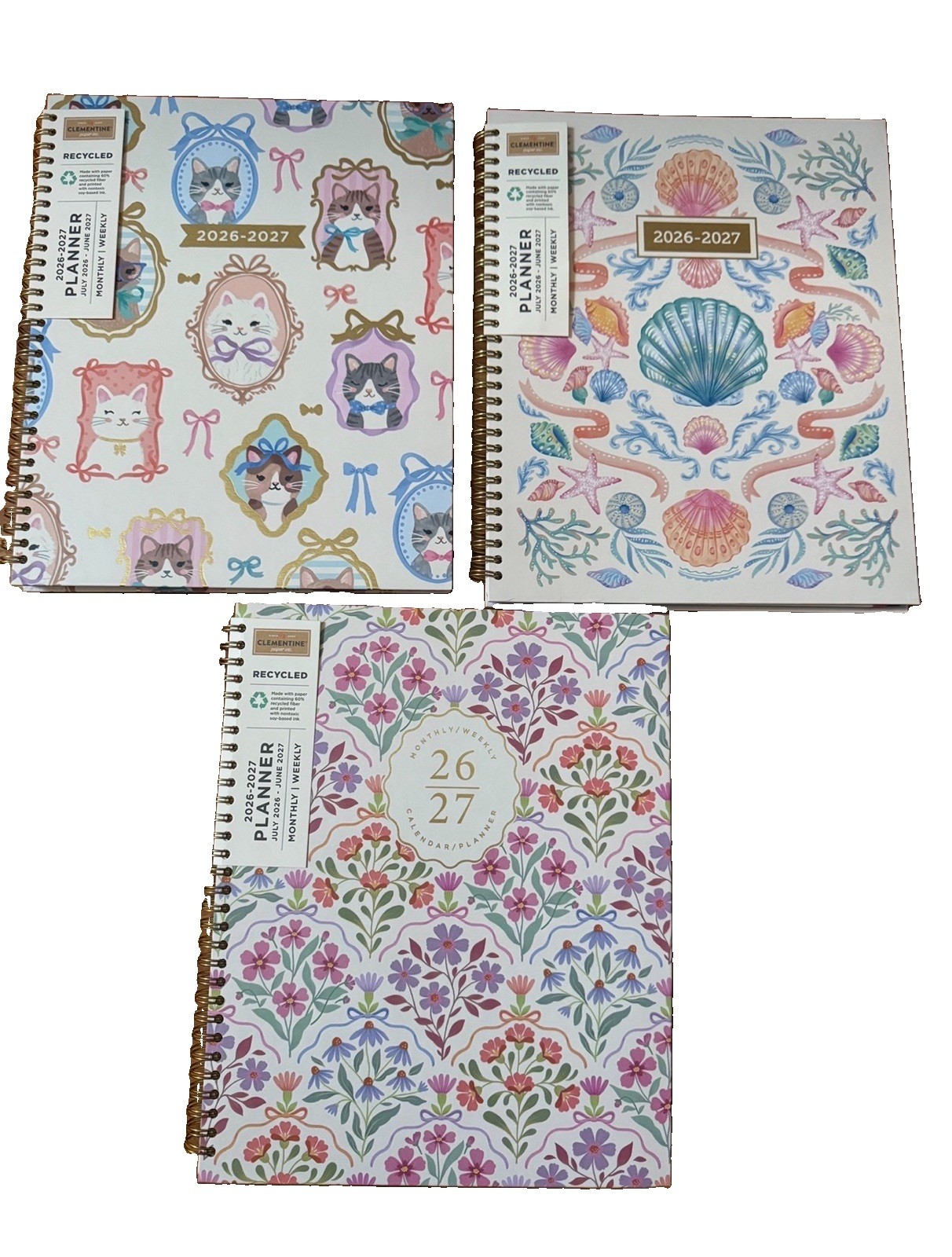 2027 Clementine 12 month Floral Planner July 2026-June 2027 11×9” Notebook Size