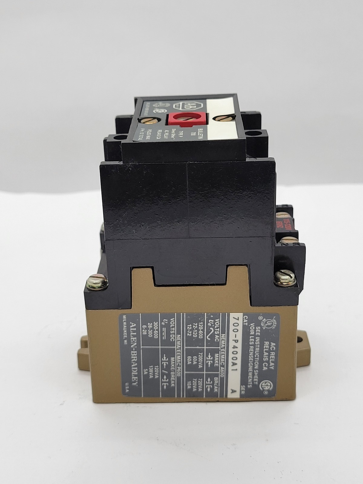 Allen-Bradley 700-P400A1 Control Relay 10A 600V 115/110V Coil Series A Type P