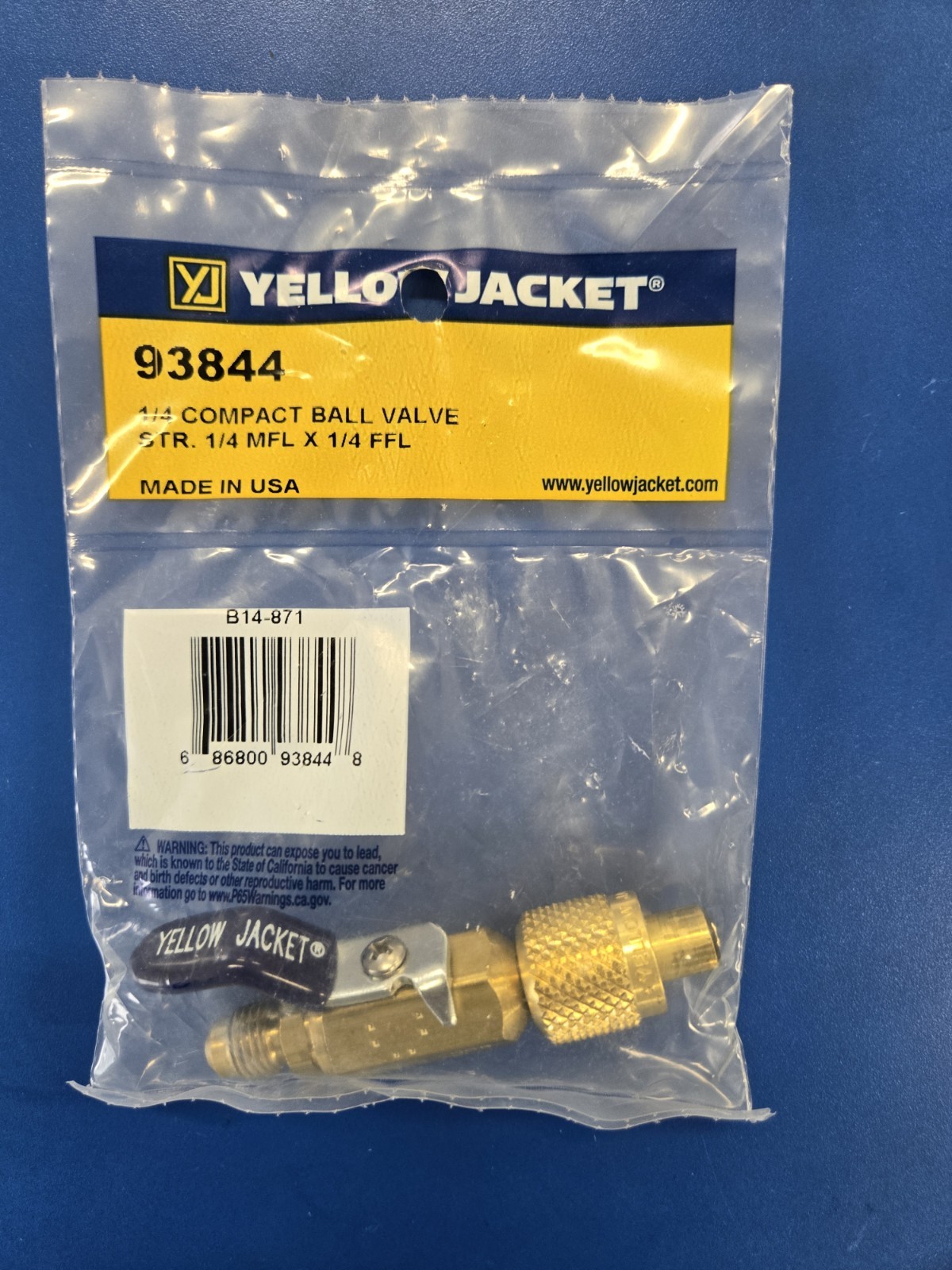 YELLOW JACKET 93844 – 1/4″ MALE FLARE X 1/4″ FEMALE FLARE – STRAIGHT BALL VALVE