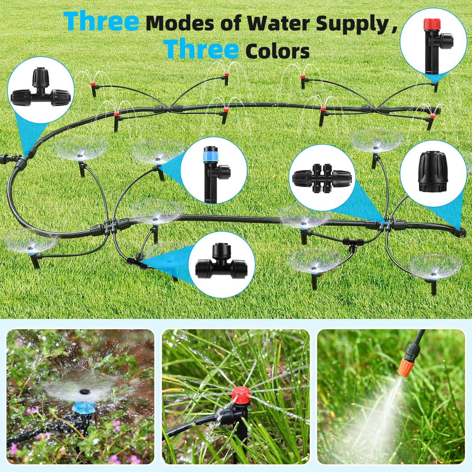 234FT Drip Irrigation System – Garden Watering System with Adjustable Three S…