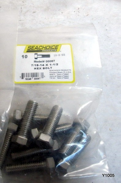 Seachoice 7/16-14 x 1 1/2 Hex Cap Screw SS 10/ Sc0121 00067
