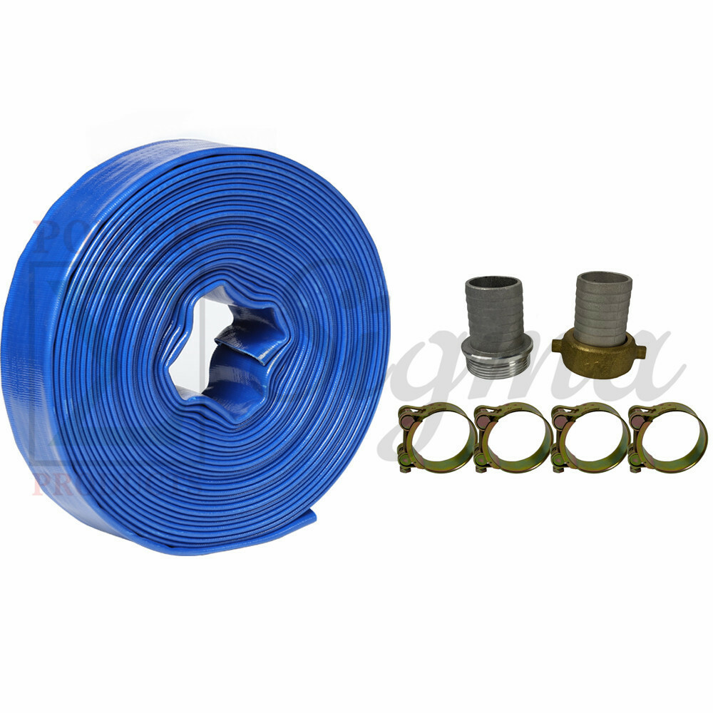 Sigma 1″ X 100′ Ft PVC Layflat Agricultural Pump Discharge Hose Pin Lug Coupling