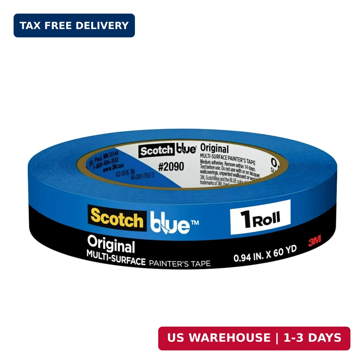 ScotchBlue Original Multi-Surface Painters Tape, 1 Inch Wide (0.94 in. x 60 Yds)