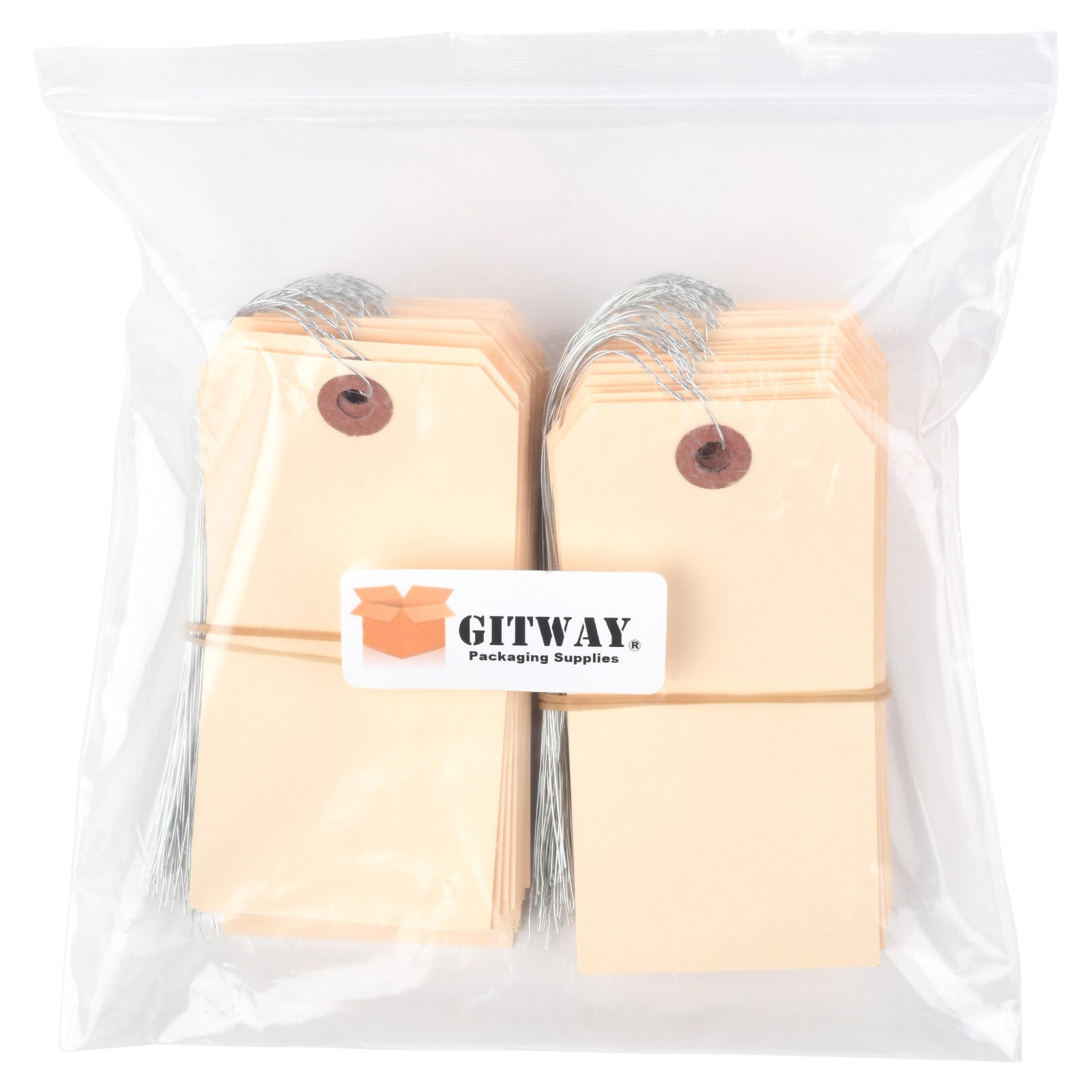 100 Pack 4 3/4″ x 2 3/8″ Size 5 Manila Inventory Pre Wired Hang Tags with Wire