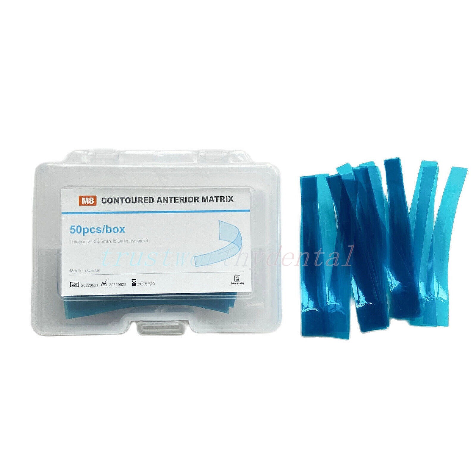 Dental Blue Strip M8 Contour Anterior Tooth Matrix Restoration Matrices 0.05mm