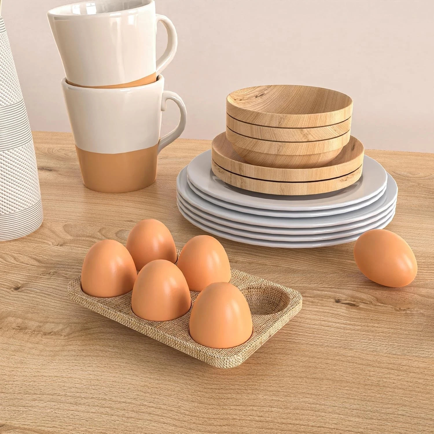 Fake Nest Eggs Wooden Brown Easter Eggs for Craft Get Hens to Lay Eggs 6Pcs