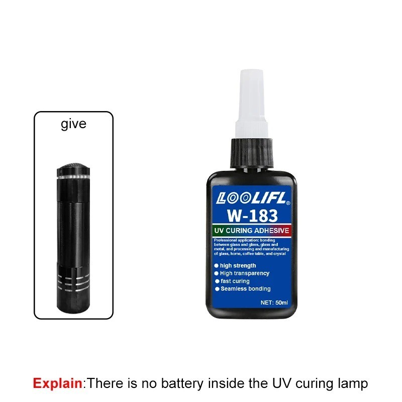 50ml 1pcs UV Glue Kit with UV Lamp Clear Waterproof Fast Cure DIY Craft Adhesive