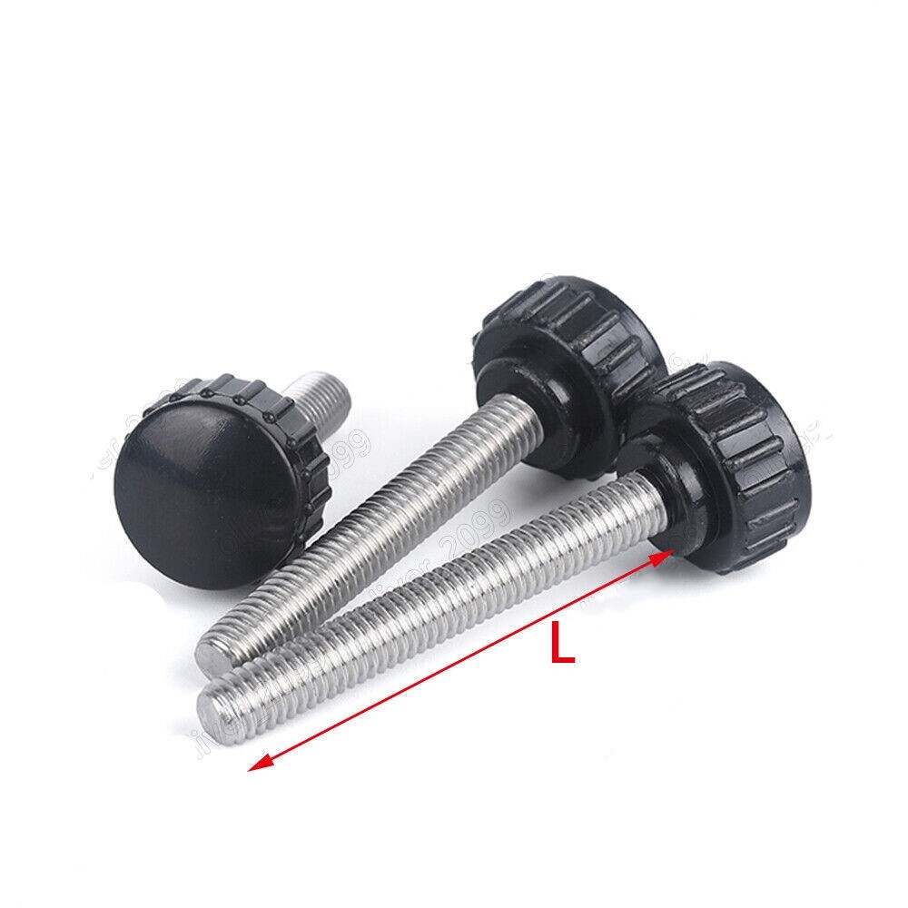 304 Stainless Steel Black Plastic Round Head Knurled Thumb Screws M3 M4 M5 M6 M8
