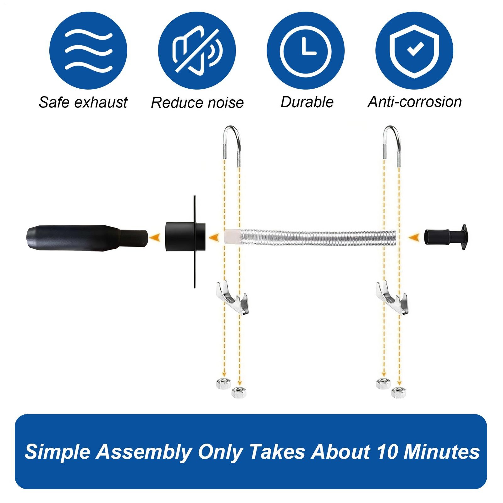 New Generator Exhaust Extension Muffler w/Wall Mounting Kit – Universal Fit US-