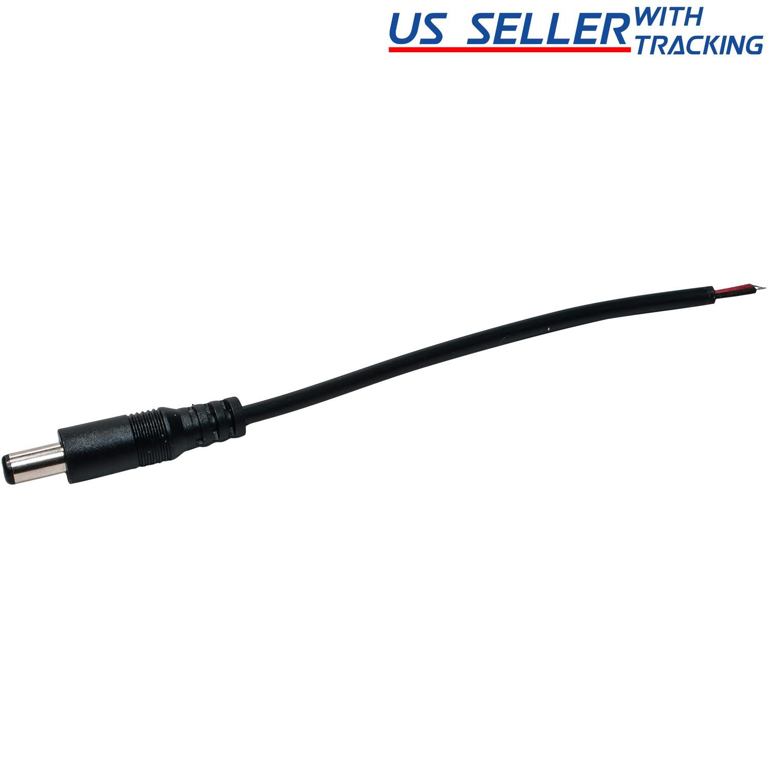 DC Power Pigtail Male Barrel Plug 6-inch Wire Cable 5.5mm x 2.1mm for 12V Port