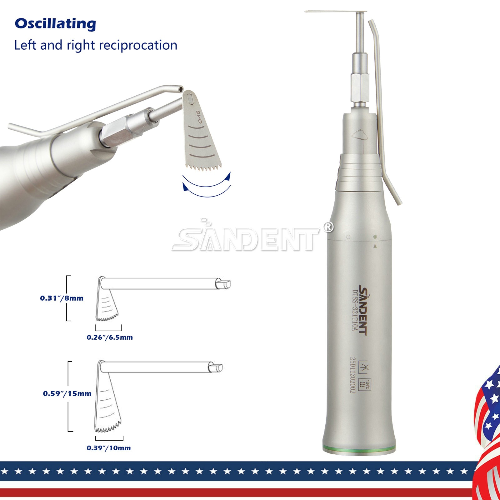 3.4:1 Dental Micro Saw Surgical Handpiece Reciprocating Bone External spray USA