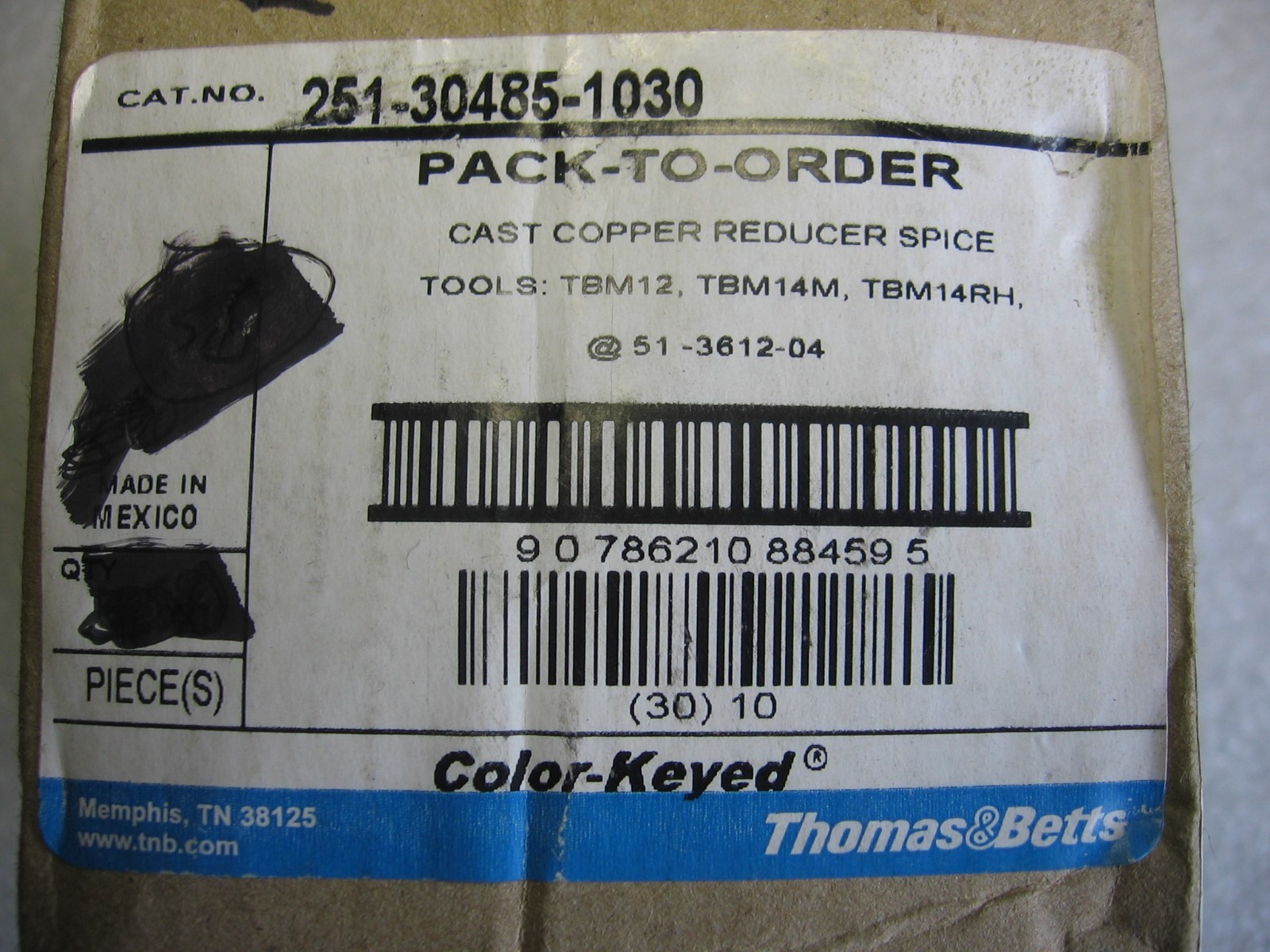 2) Thomas & Betts 251-30485-1030 Cast Copper Reducing Splice #4 AWG – #10 AWG