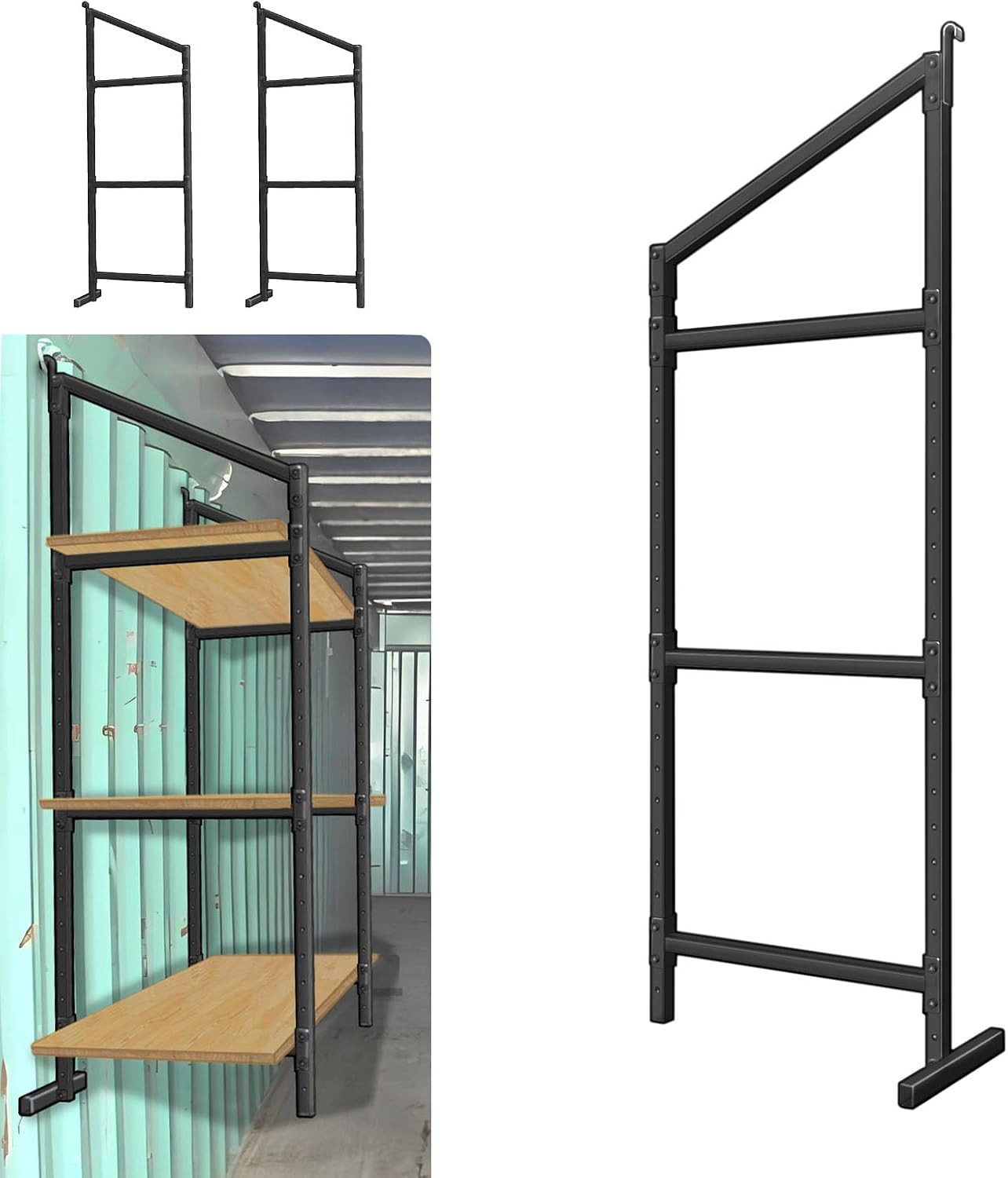 3 Pack Heavy-Duty Shipping Container Shelves with 57″(H) X 18″(W) | DIY Adjustab