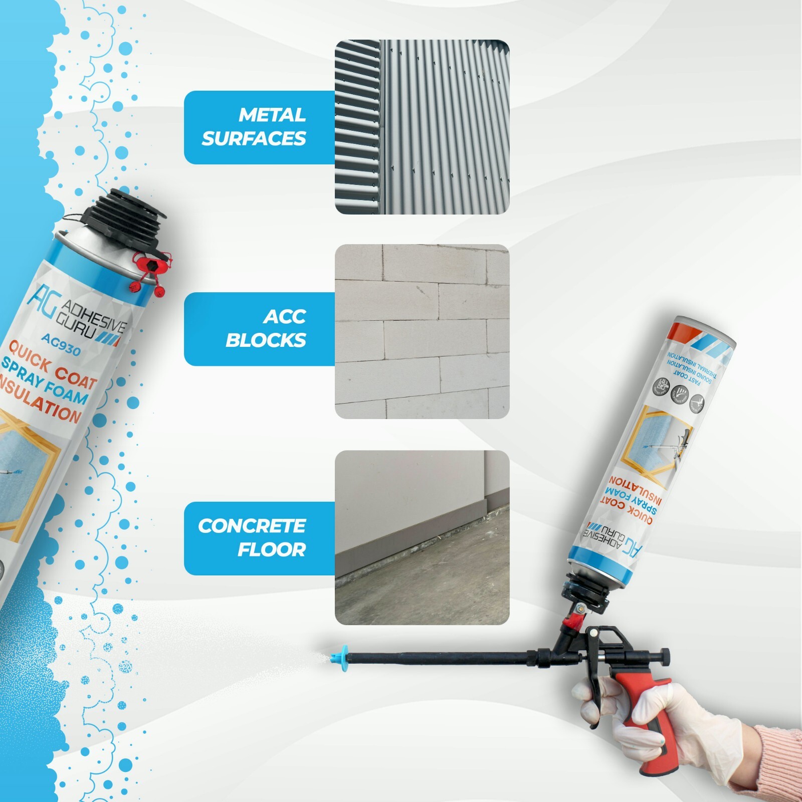 Adhesive Guru Spray Foam Insulation Kit (18 x 32.80 oz/930 gr – 360 Board feet),
