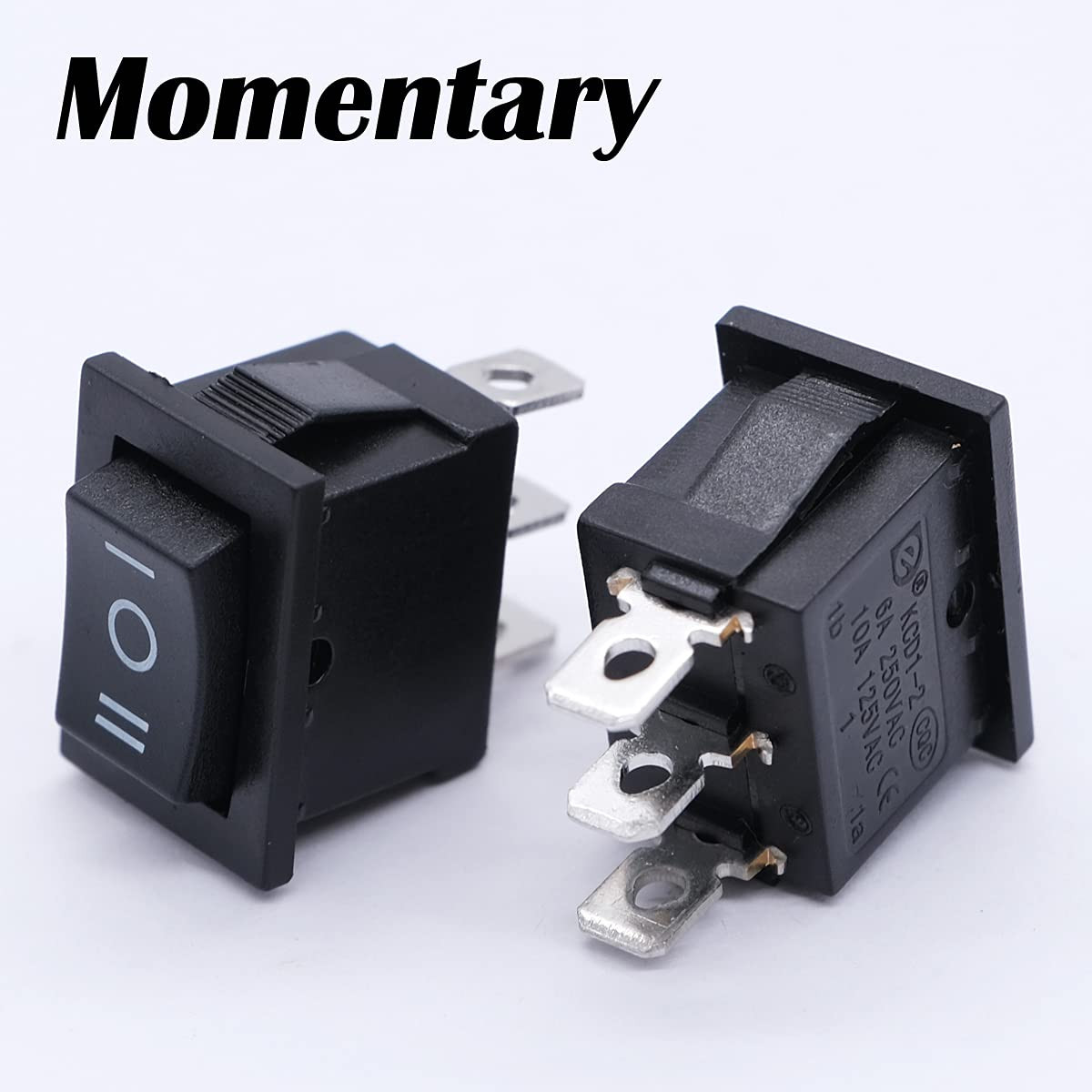 Mxuteuk 5Pcs Momentary Rocker Switch (On)-Off-(On) Toggle Power Snap-In SPDT 3 P